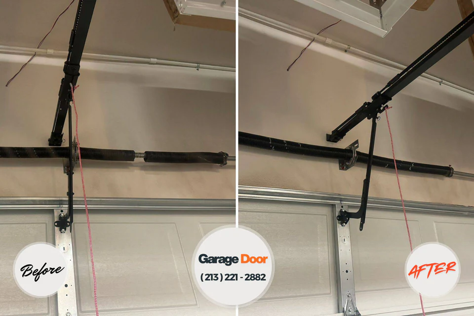 Before and after: garage door repair Lattingtown, NY